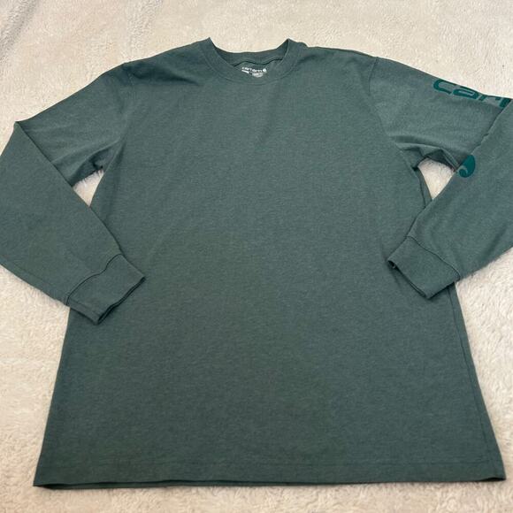 Carhartt Men's Loose Fit Long Sleeve Shirt Green Size M Cotton Graphic Logo‎ - Picture 2 of 7